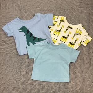 Hanna Andersson Bundle of 3 Tees Dinosaur, Giraffe & Solid Print  - 0/3M